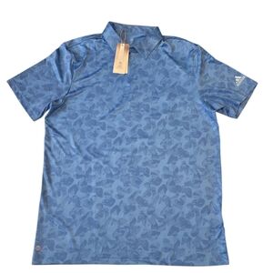 Adidas Prisma Print Golf Polo Shirt Pulse Super Blue HK6853 Stretch